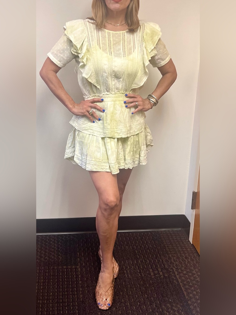 LoveShackFancy Cream Ruffle Tiered Mini Dress